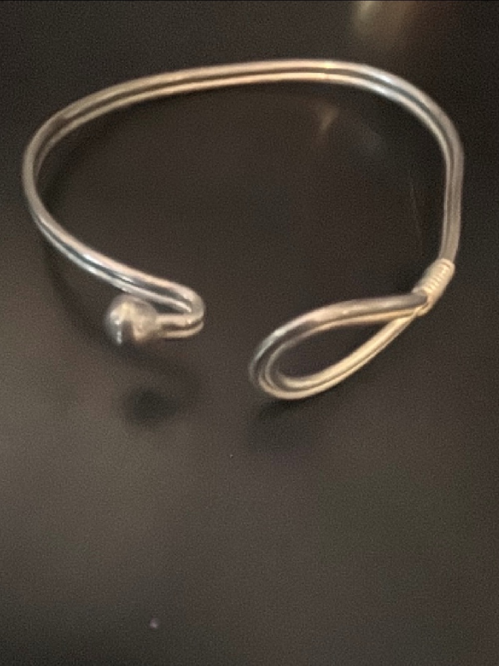 Sterling silver modernist cuff bracelet with hook and loop design